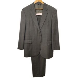 Jos A Bank Suit 2Pc Set Mens 46L (48) Long Pants 40x31 Wool Cashmere Plaid Green